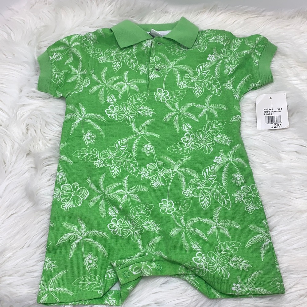 Knit tropical baby romper